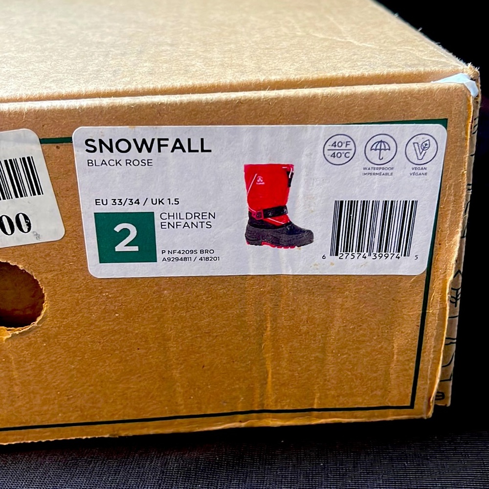 Kamik NIB Pink Snowfall boots size 2